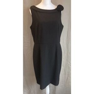 Ellen Tracy Women's Career Dress Size 12 Black Sleeveless Zip Closure Rose